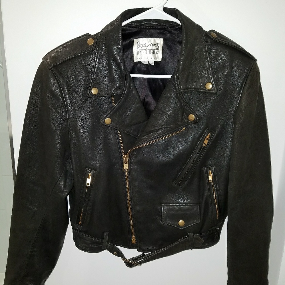 Peter James Vintage leather Moto jacket Sz S